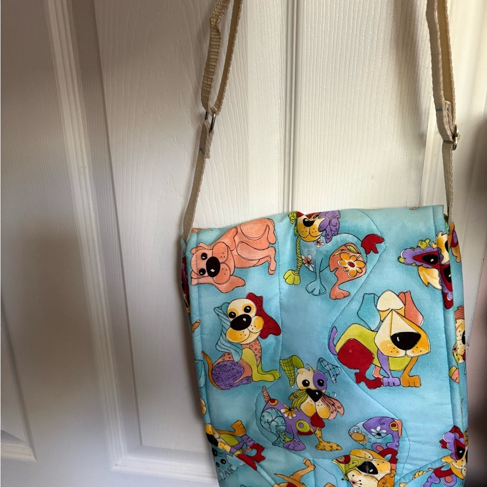 Cute Cartoon Dogs Crossbody Bag - Light Blue